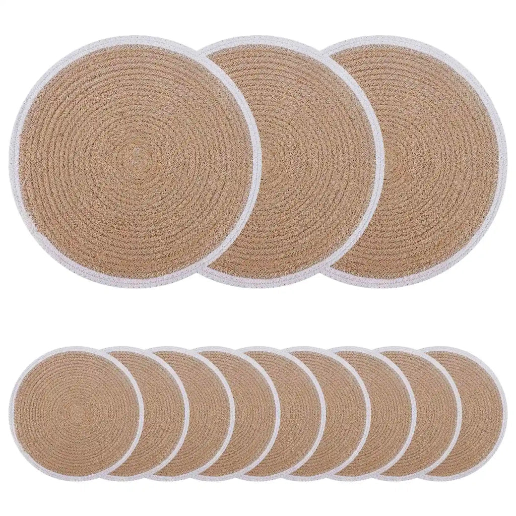 Sottobicchieri in juta 12 pz Naturale e Bianco 100% Juta Tossa 42012319