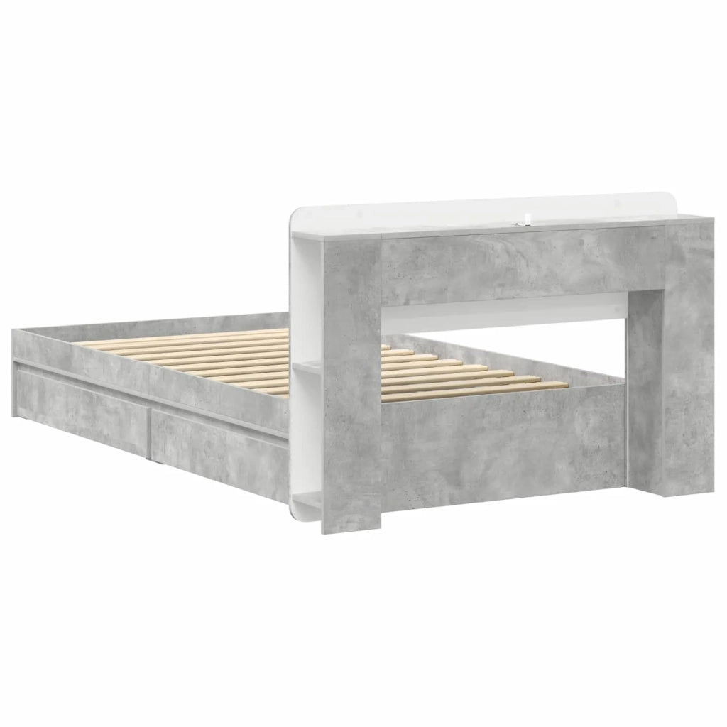Telaio del letto con storage Grigio Cemento 100 x 200 cm