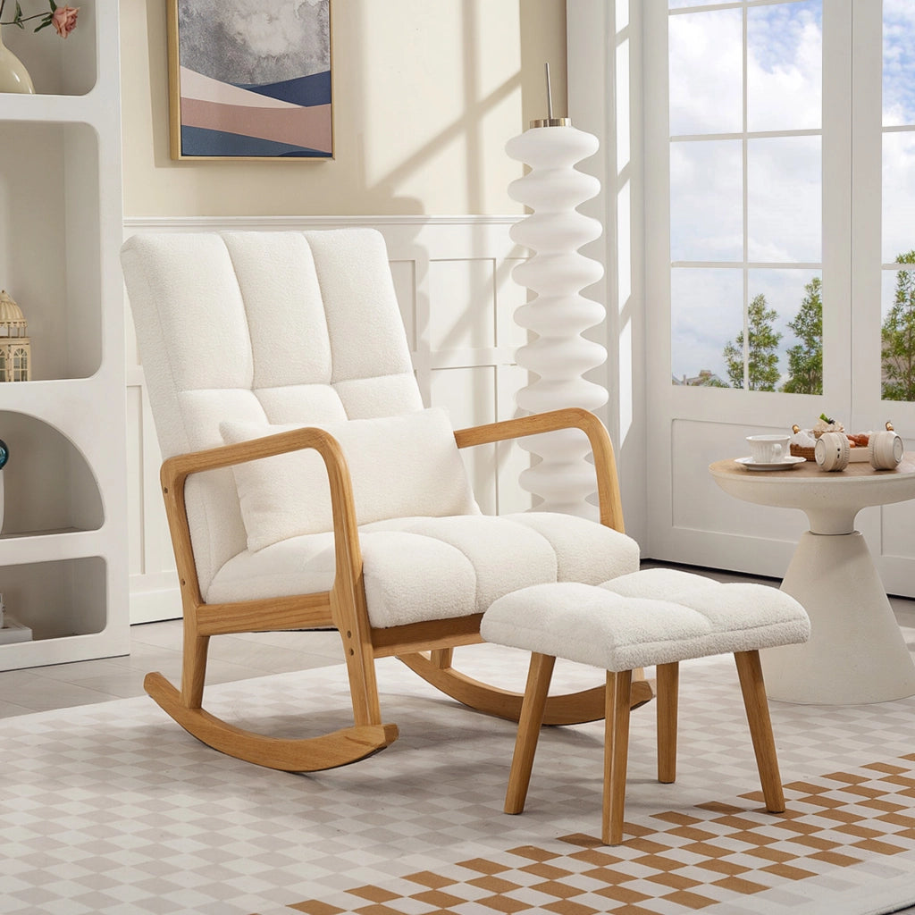 Poltrona Dondolo con Poggiapiedi ¨C Minimal ¨C Tessuto Grigio