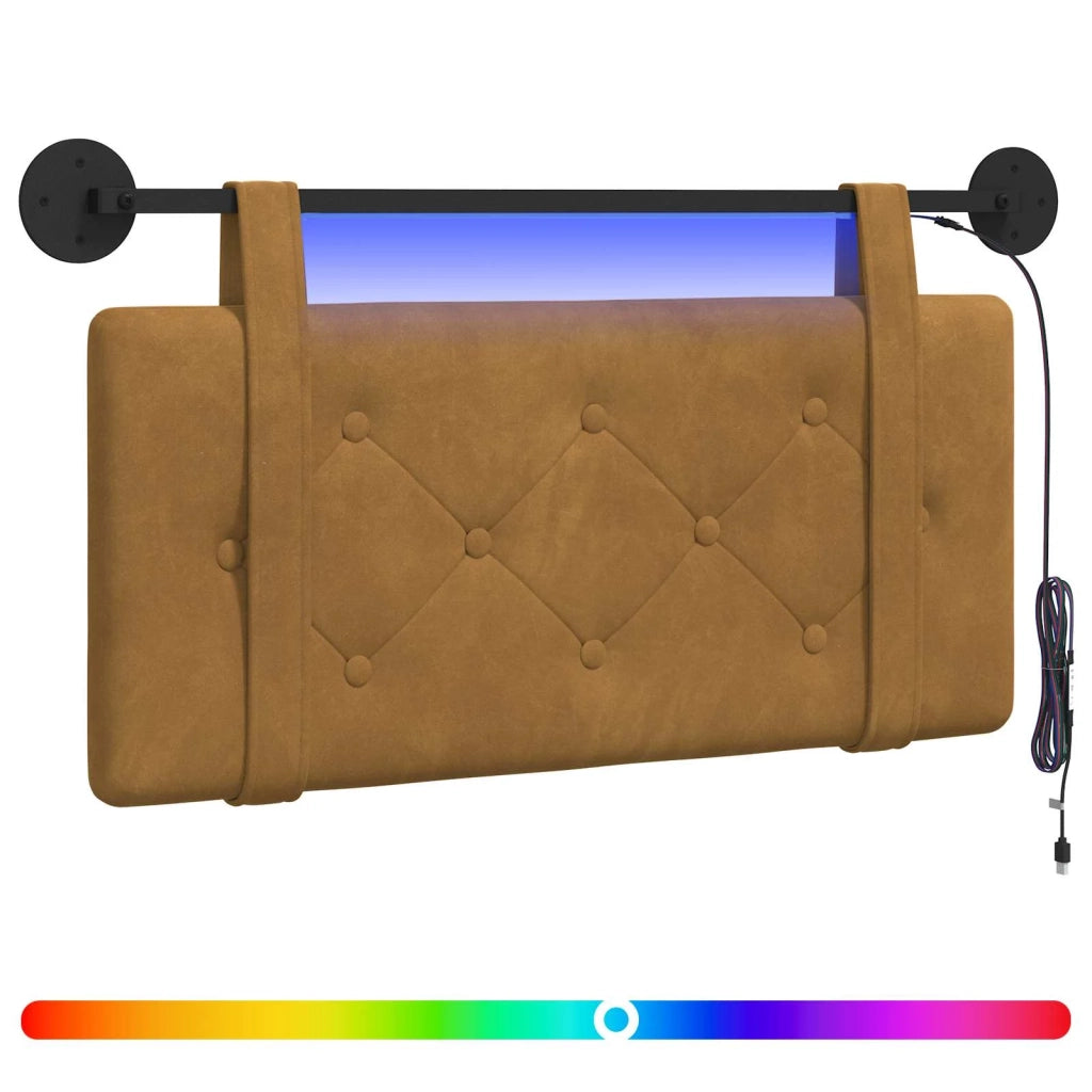Testiera | Testata sospesa Con luce LED Marrone Velluto