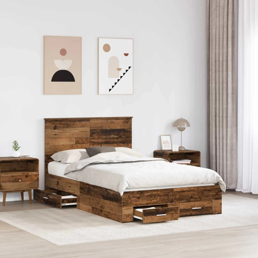 Letto matrimoniale | Letto per adulti | Struttura del letto con testiera Legno vecchio 120 x 190 cm