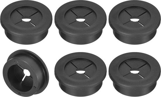 Cavo a doppia imboccatura 30mm - 6 pezzi - Gomma - Cavo a doppia imboccatura flessibile - Organizzatore cavi - Nero - Materiale duraturo
