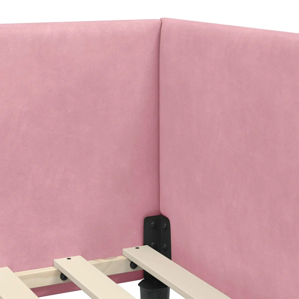 Cornice del letto ad angolo Rosa 100 cm x 200 cm Velluto 42016239