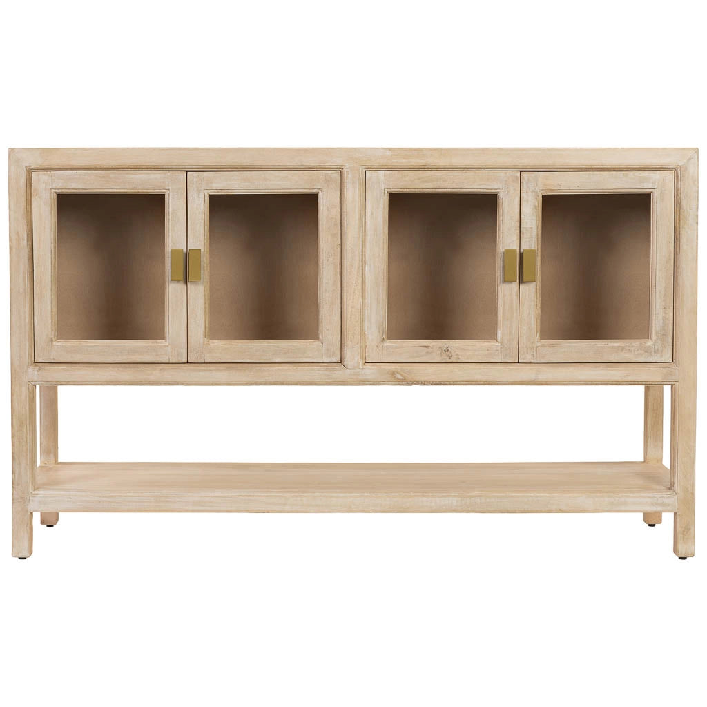 Credenza in legno beige con 4 ante 150x40x90h cm