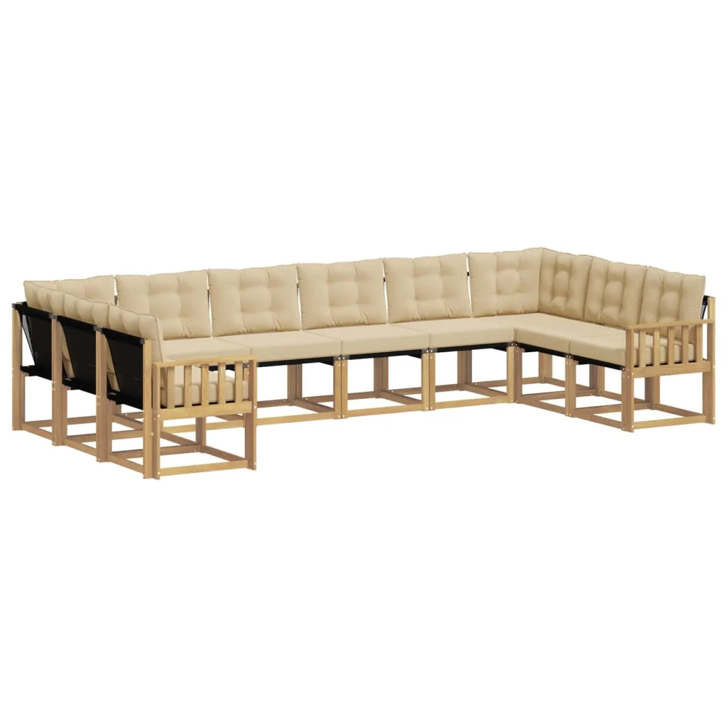 Set di divani da esterno con cuscino 10 pcs Bianco e Beige 3389907