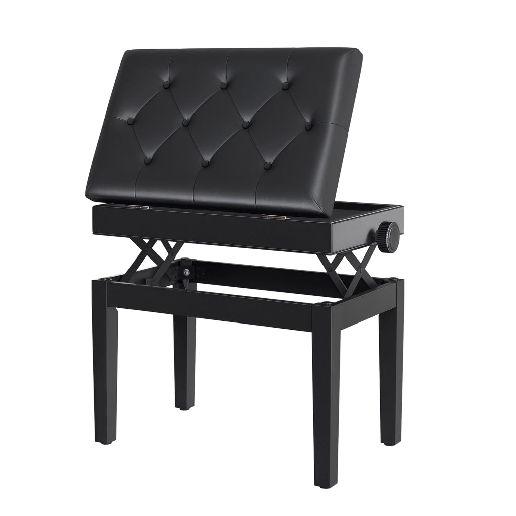 Sedia da Pianoforte Regolabile con Stoccaggio ¨C Minimal ¨C 54.5x33x48-58 cm, Nero