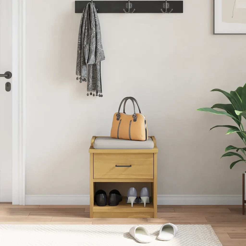 Panca da Corridoio-Sgabello-Panca con Contenitore SANDNES 45x40x50 cm Legno Massello di Pino 963583