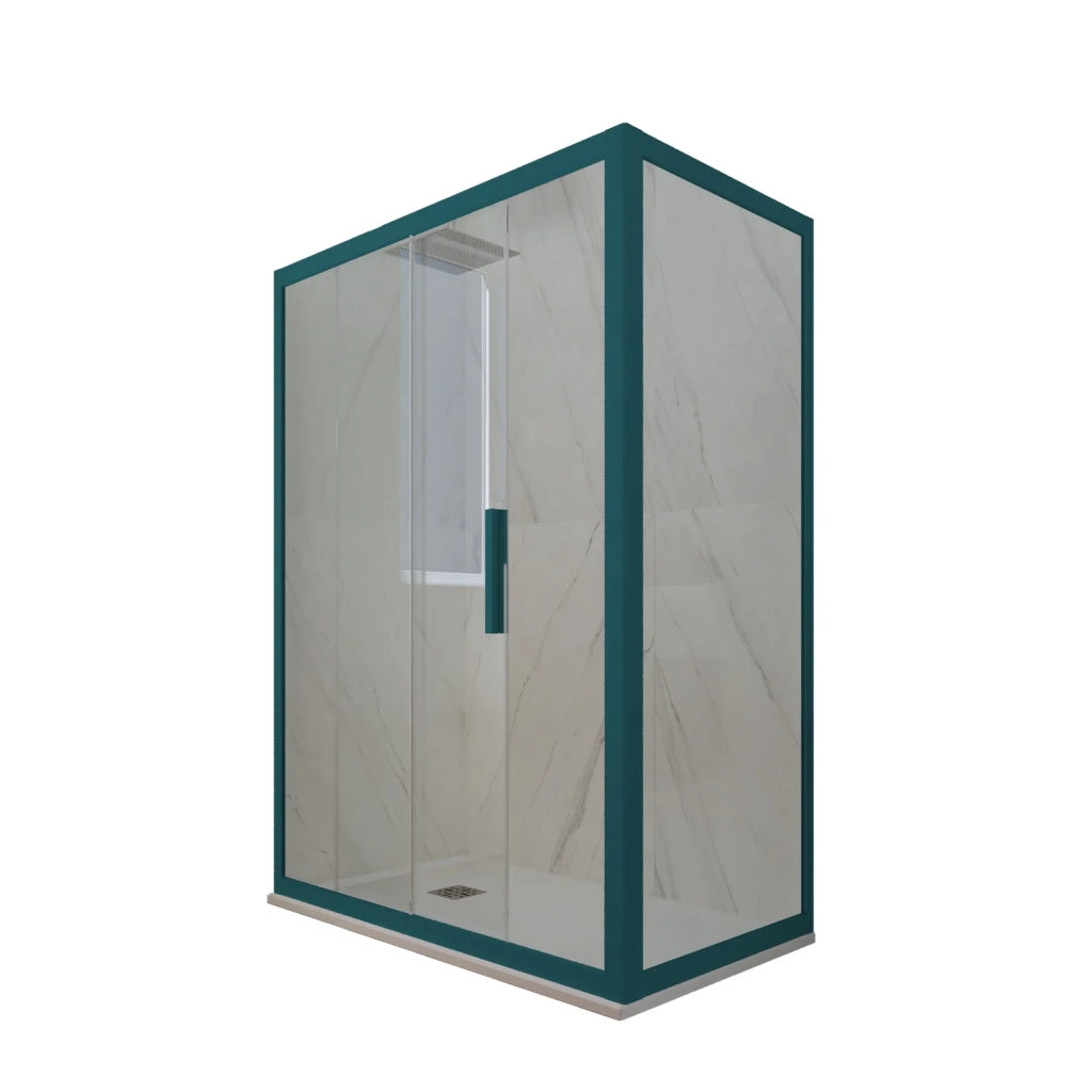 Box doccia scorrevole 80x150 CM H 200 Vetro Trasparente Profilo Verde Night Watch mod. Deco Duo