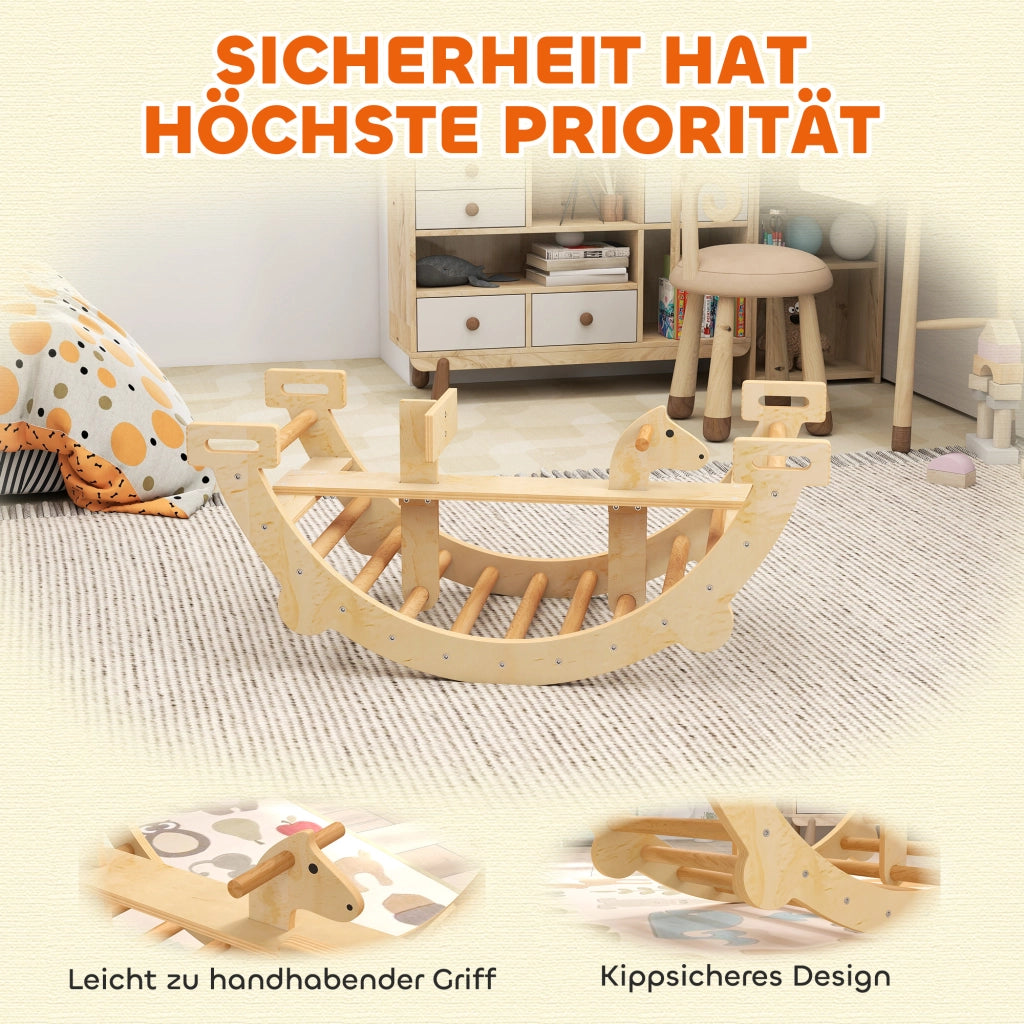 Struttura da arrampicata Montessori 2 in 1 ¨C Xylo ¨C legno naturale 110x52x45 cm per bambini 2-4 anni