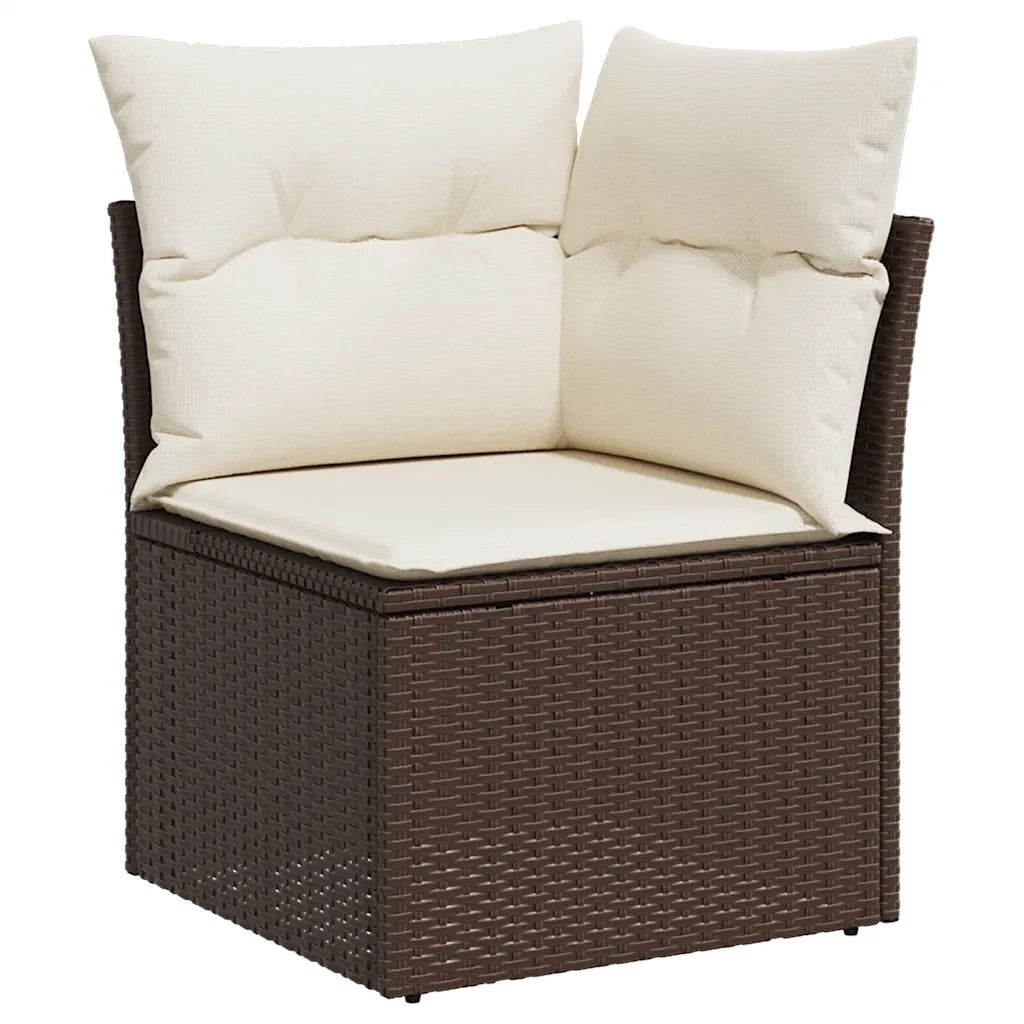 Set Divani da Giardino 11 pz con Cuscini Polyrattan Marrone 3218233