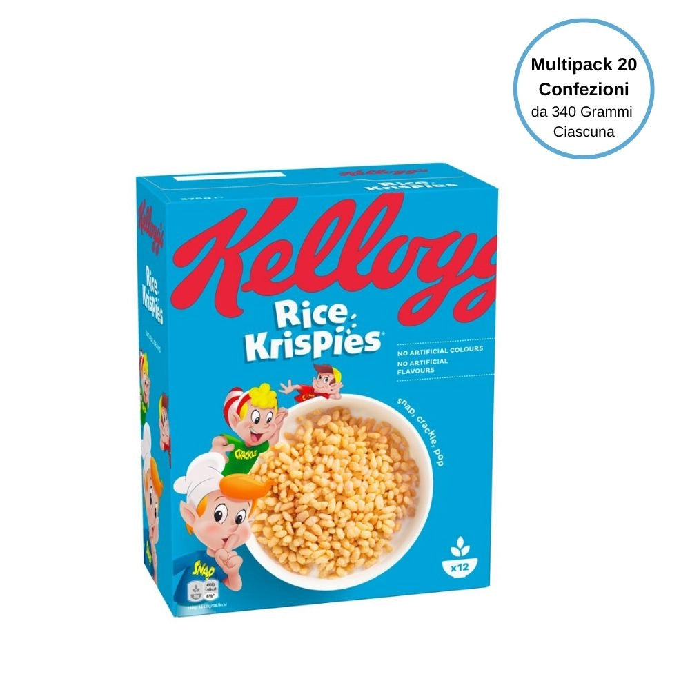 Kellogg's cereali rice krispies multipack da 20 confezioni da 340 grammi ciascuna