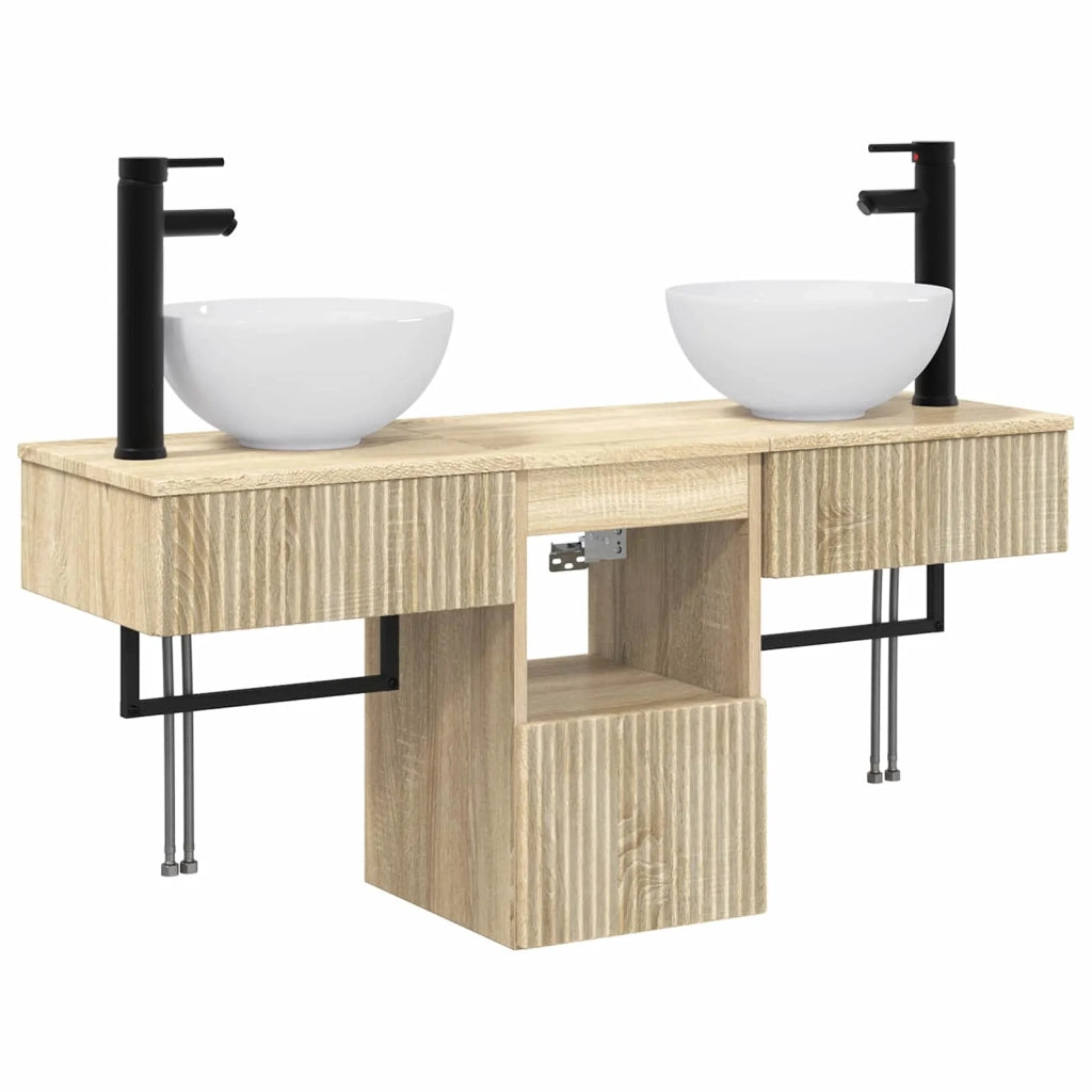 Set di mobili per il bagno 3 pz Rovere Sonoma 3405579