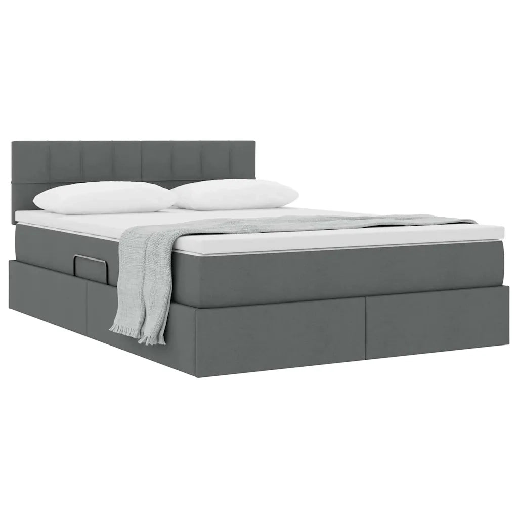 Letto con contenitore e materasso Grigio scuro 140 x 200 cm