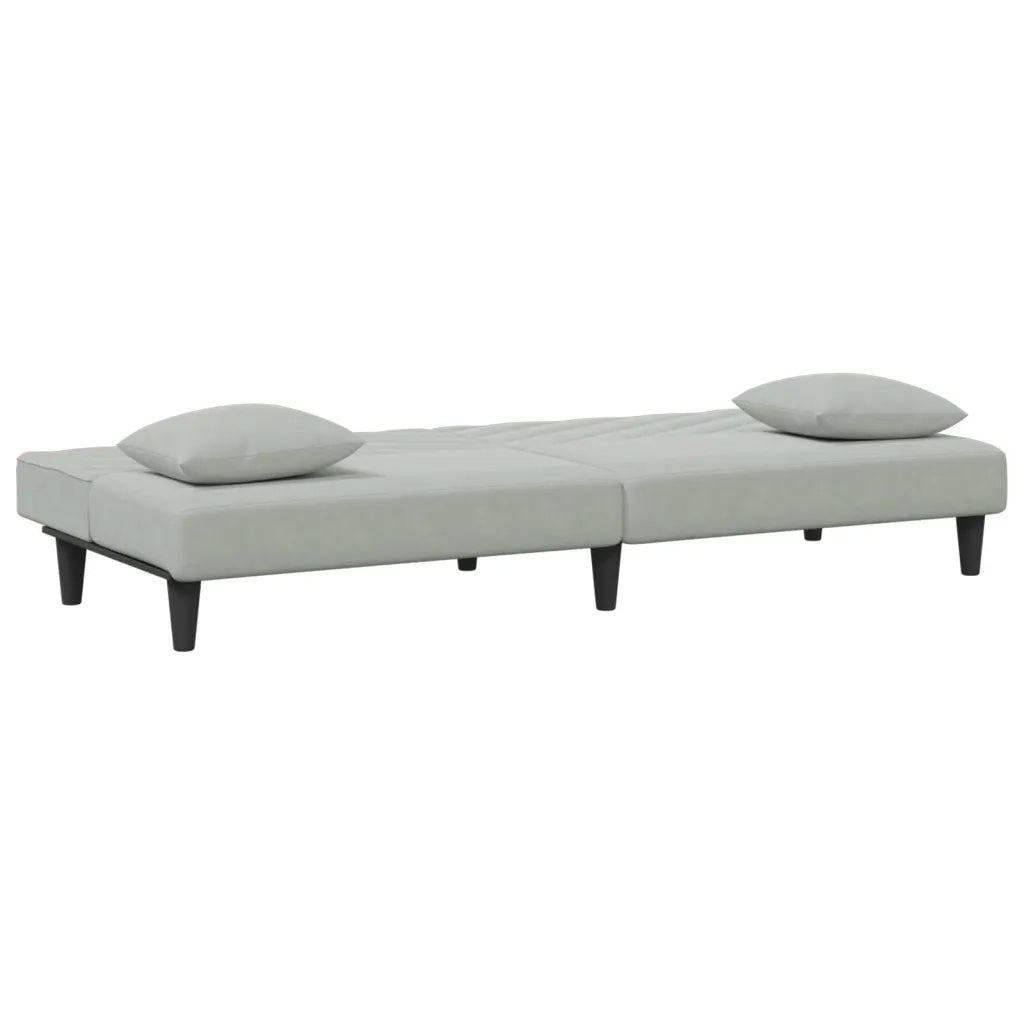 Set di Divani 2 pz con Cuscini Grigio Chiaro in Velluto