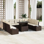 Set Divano da Giardino 10 pcs Marrone e Crema polyrattan 3349244