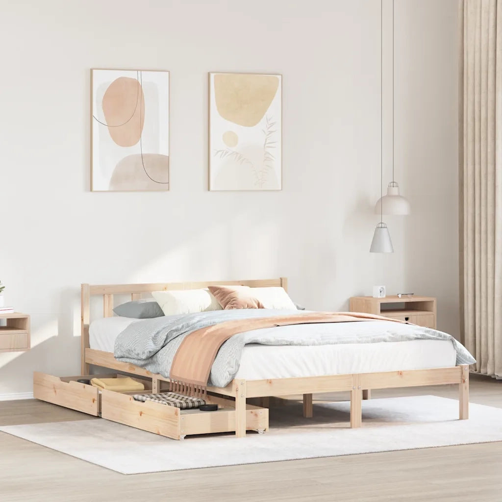 Letto senza Materasso-Struttura Letto 140x190 cm in Legno Massello di Pino 907392