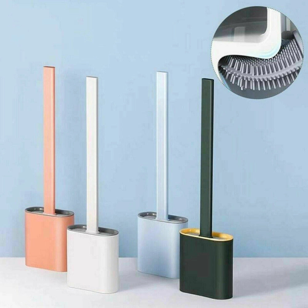 Trade Shop - Scopino Per Wc Bagno Spazzola Per Pulizia In Silicone Con Portascopino Da Muro -