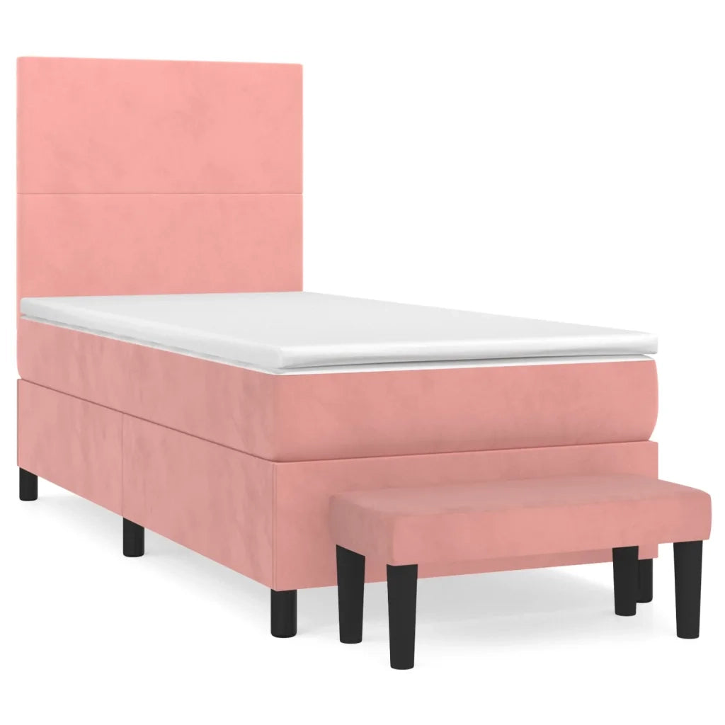 Giroletto a Molle con Materasso Rosa 90x190 cm in Velluto 3137700
