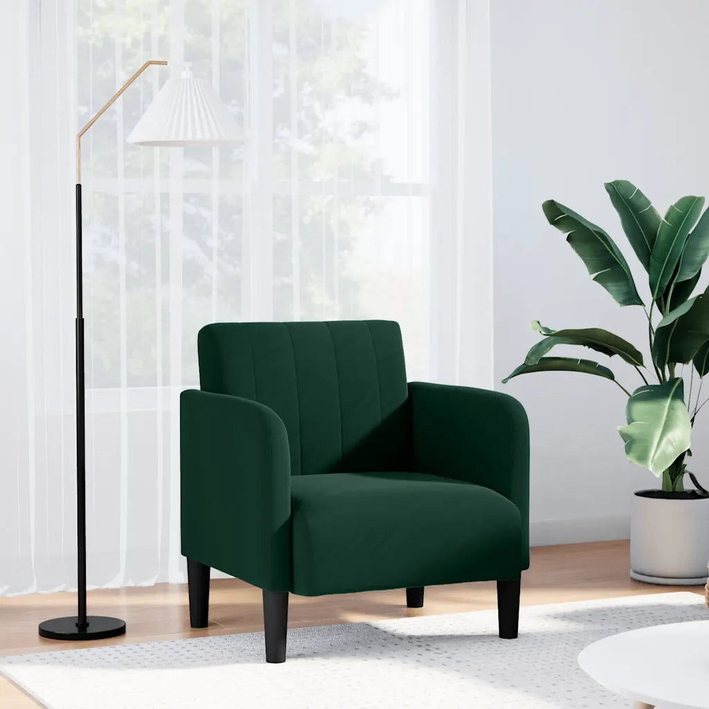 Divano Sedia con Braccioli-Poltrona-Sofa Relax Verde Scuro 54 cm in Velluto