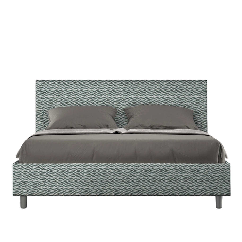 Letto Matrimoniale 160x210 cm con Rete e Contenitore Adele Aragona 7 Azzurro
