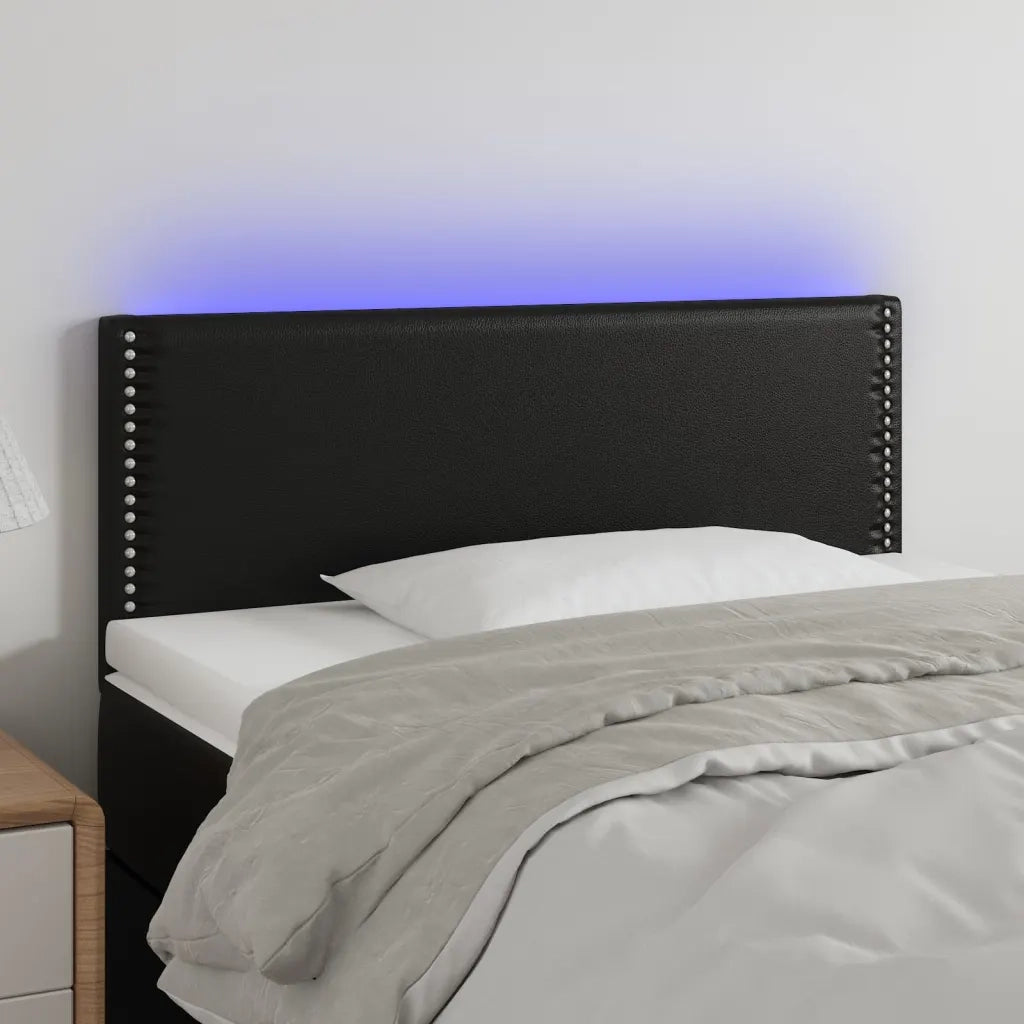 Testiera | Testata Nera a LED 100x5x78/88 cm in Similpelle