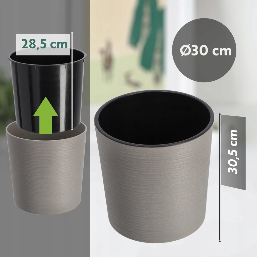 Vaso da fiori KADAX, supporto per fiori, 30 cm, grigio, per soggiorno + inserto