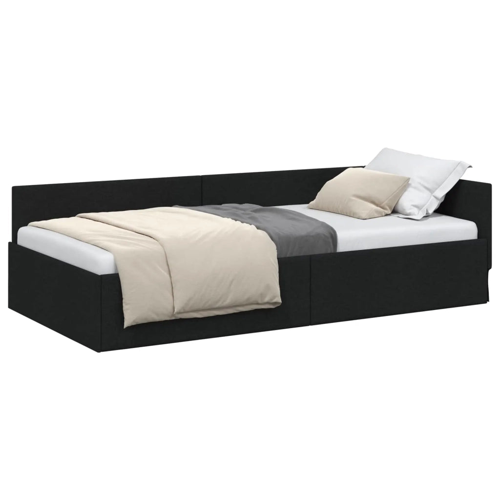 Cornice del letto ad angolo Nero 90 cm x 190 cm Tessuto 42016037