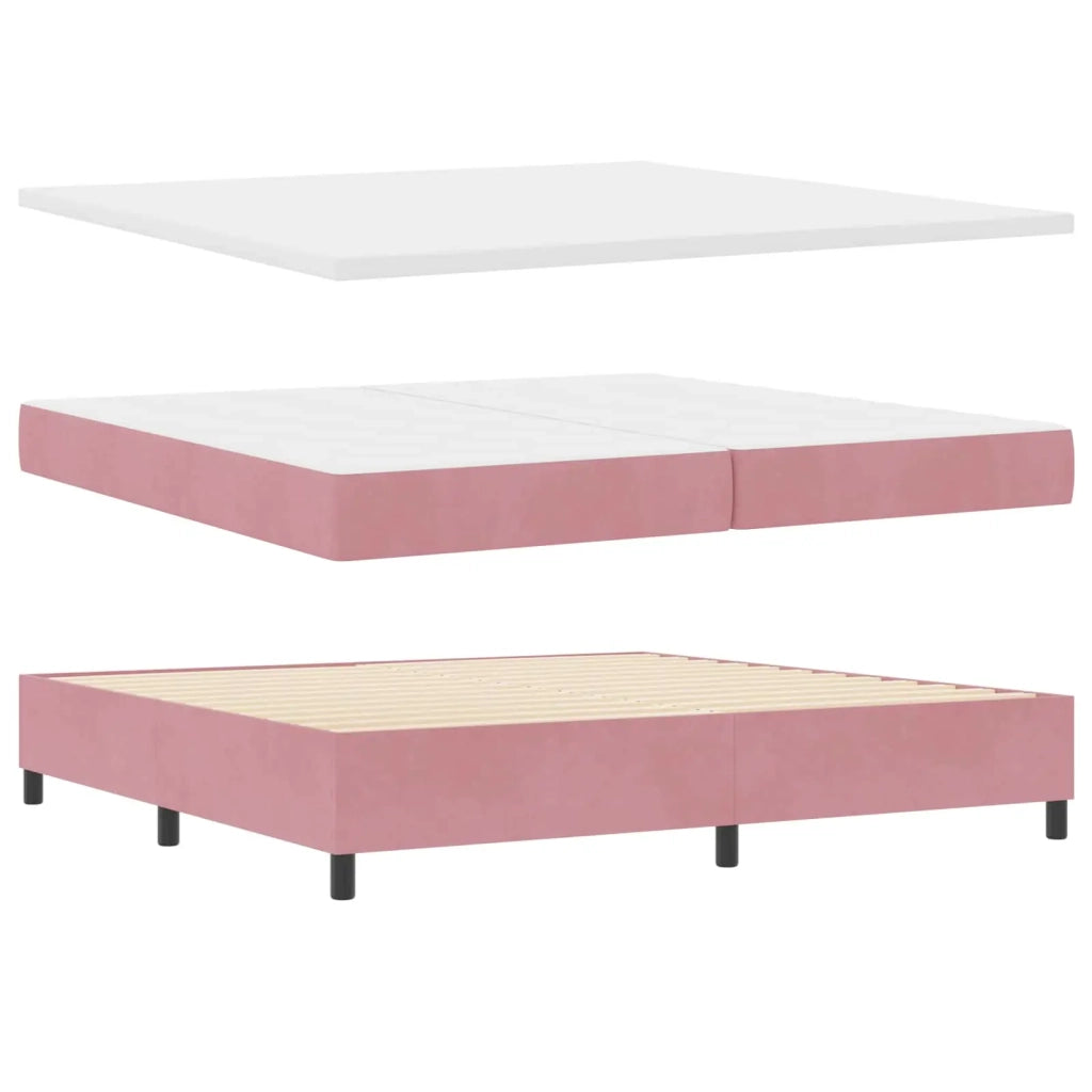 Letto a molle con materasso Rosa 200 x 200 cm Velluto 3342085