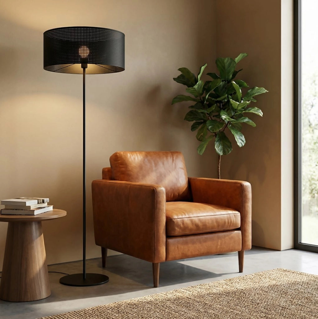 Lampada da terra LUX nera traforata 1xE27 Emibig