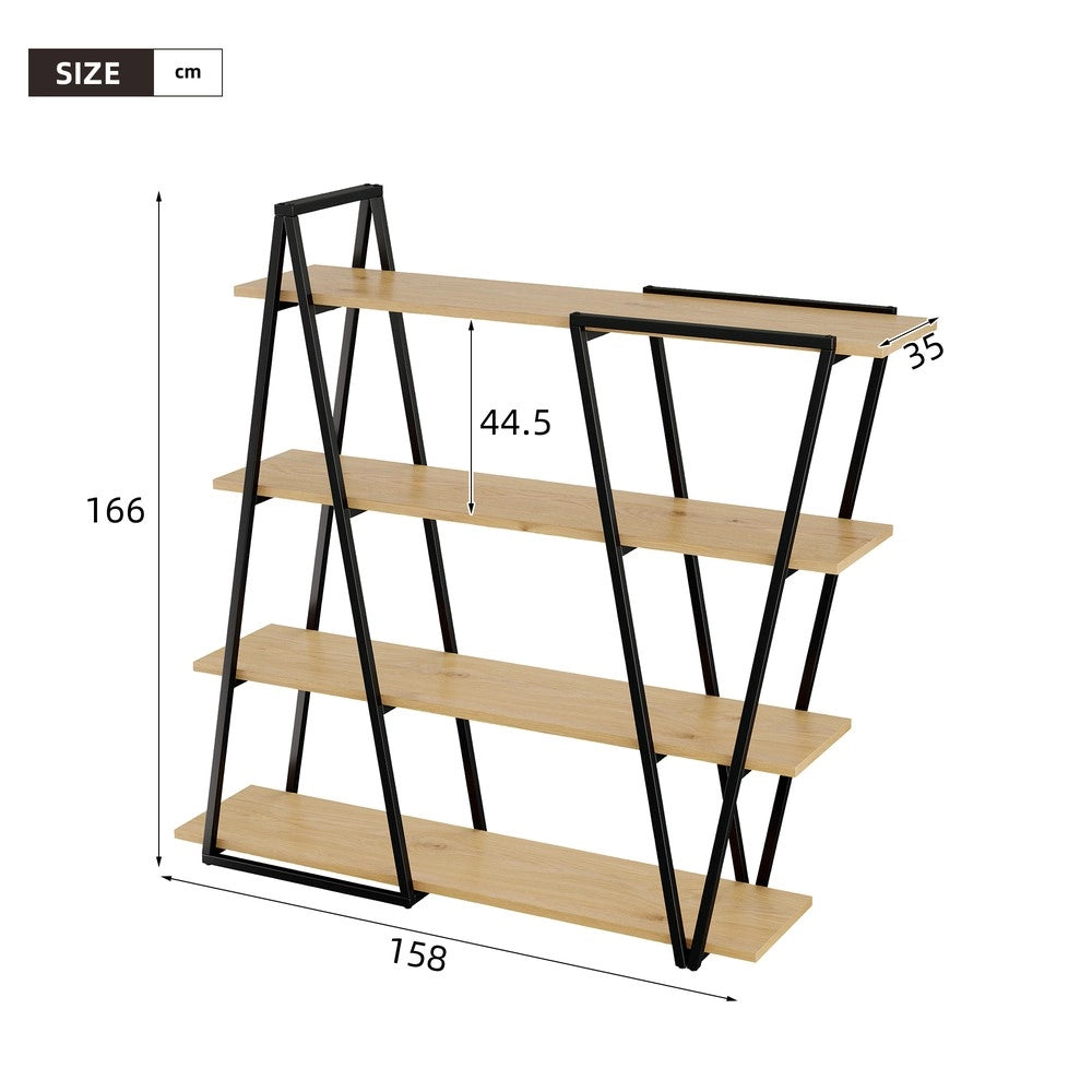 Libreria Geometrica a Scaffale Aperto ¨C Xylo ¨C Metallo e MDF, 158x35x166 cm