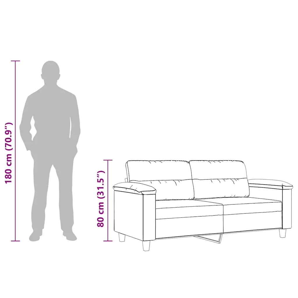 Divano a 2 Posti-Sofa 2 Posti Tortora 140 cm in Tessuto Microfibra