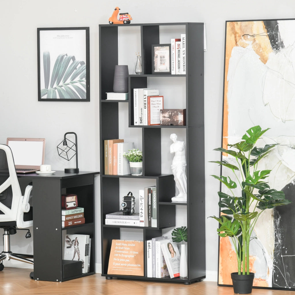 Libreria Scaffale Zigzag Design Moderno ¨C zephmum ¨C Nero 70x24x178 cm