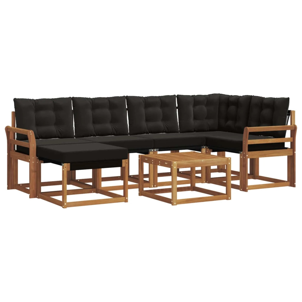 Set di divani da esterno con cuscino 7 pcs Naturale e Nero 3368859