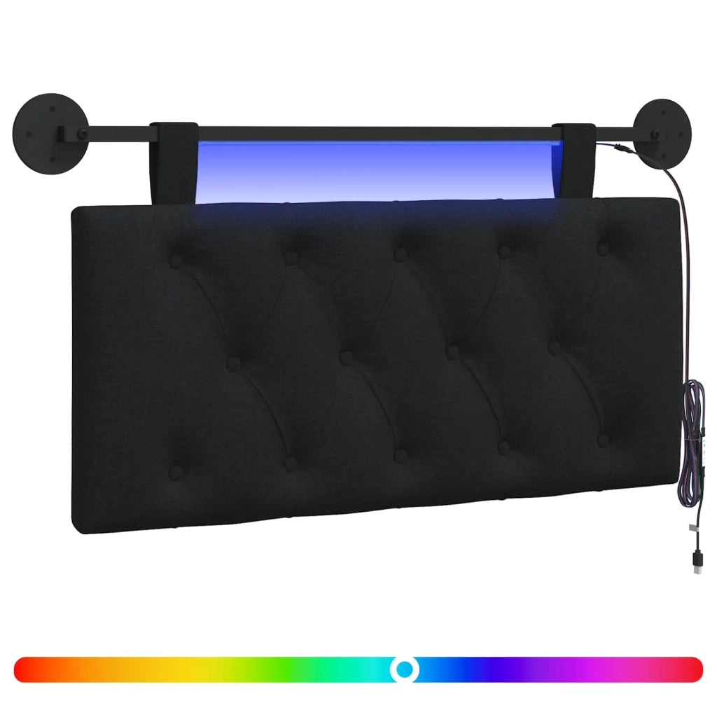 Testiera sospesa Con luce LED Nero Tessuto 3424543