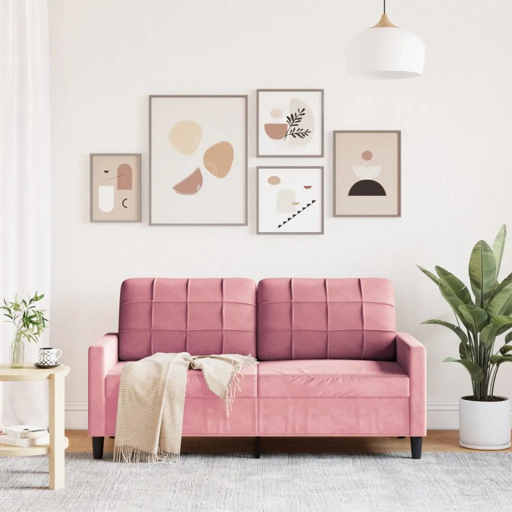 Divano | Divano da soggiorno | Sofa a 2 Posti Rosa 140 cm in Velluto