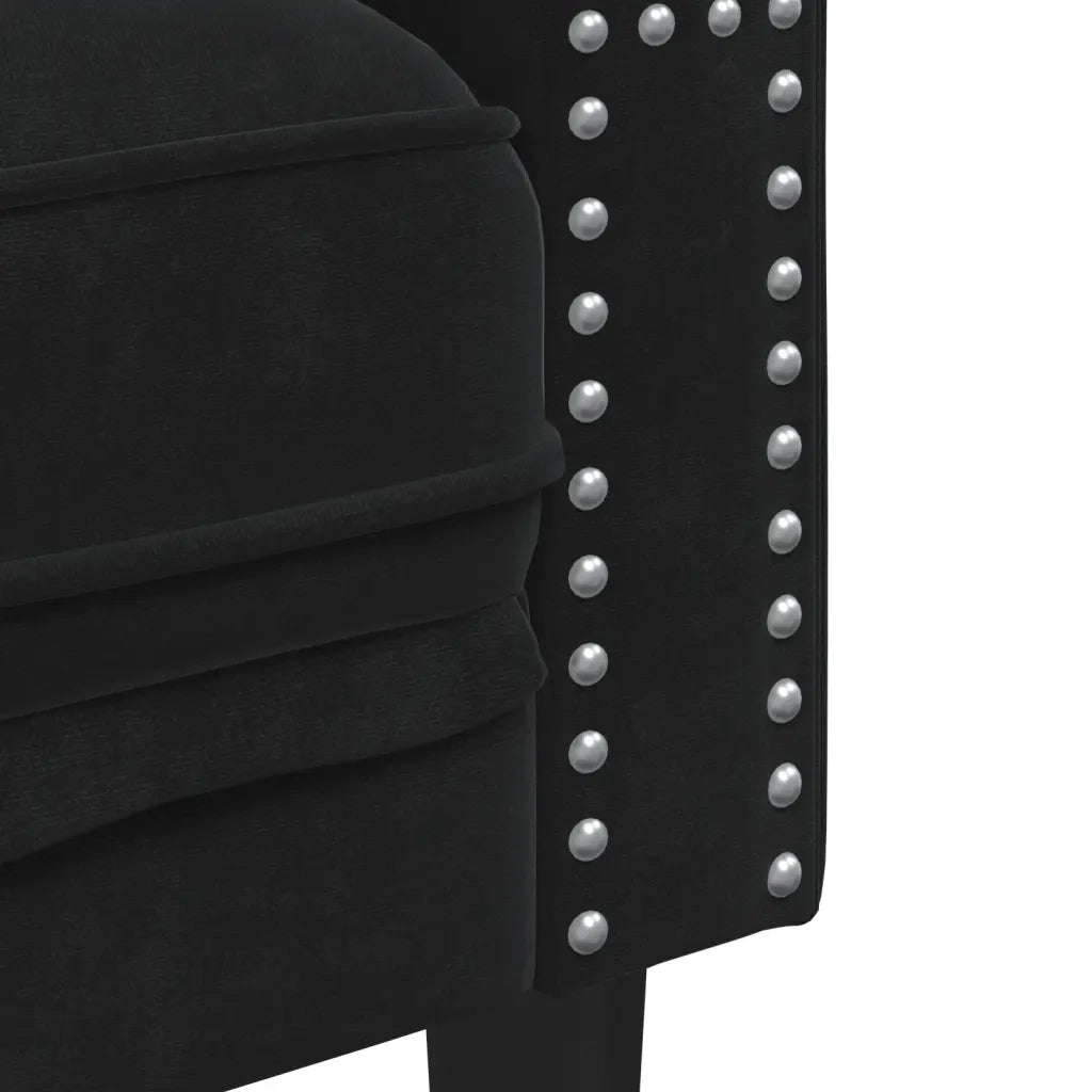 Poltrona Chesterfield Nera in Velluto 372678
