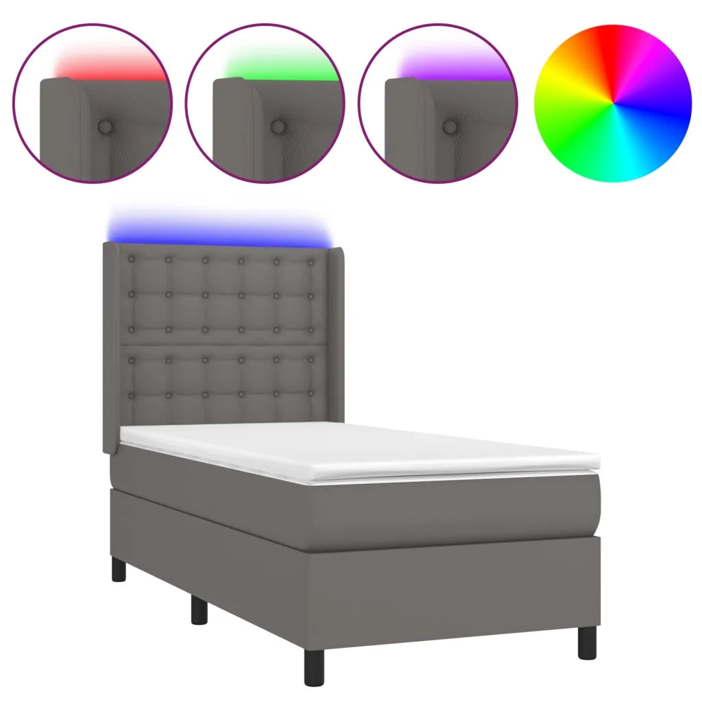 Giroletto Molle con Materasso e LED Grigio 80x200cm Similpelle 3139353