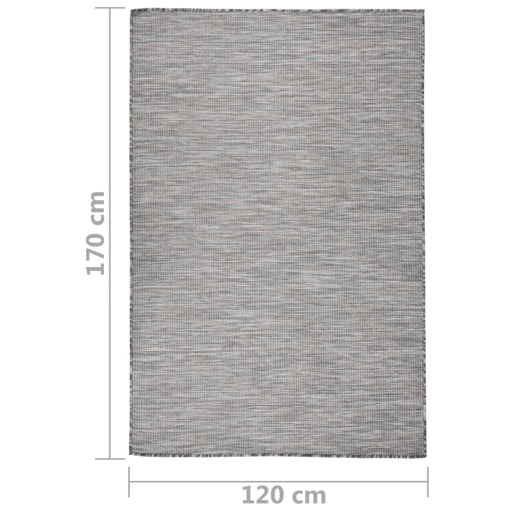 Tappeto da Esterni a Tessitura Piatta 120x170 cm Marrone e blu