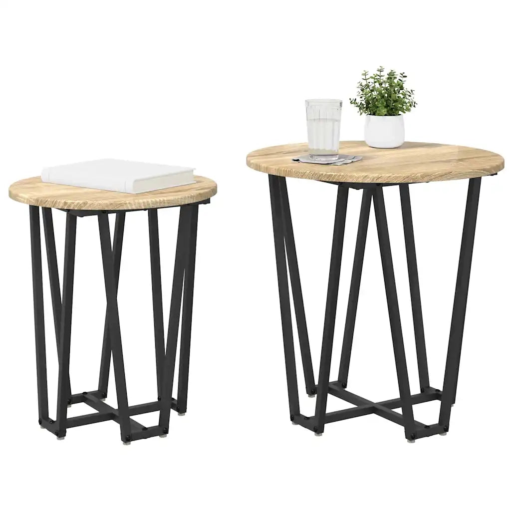 Set tavolini 2 pz | Tavolo laterale Rovere Sonoma e Nero