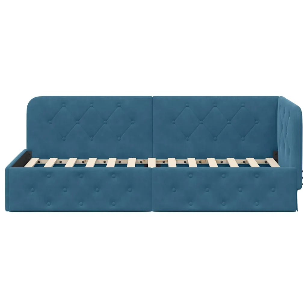 Cornice del letto ad angolo Blu 80 x 200 cm Velluto 42016512
