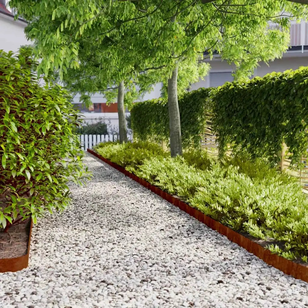 Bordure per Prato 50 pz 10x103 cm Flessibili in Acciaio Corten 821891
