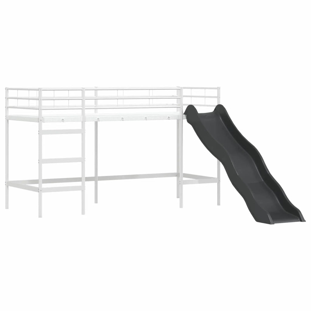 Struttura del letto loft per bambini Bianco e Nero Metallo