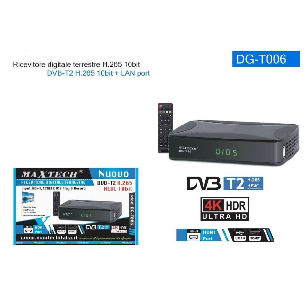 Trade Shop - Ricevitore Decoder Digitale Terrestre Dvb-t2 H.265 10bit Lan Telecomando Dg-t006 -