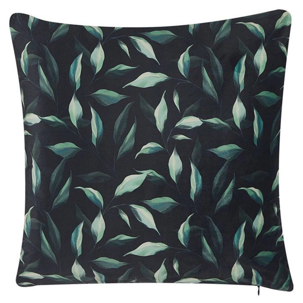 Set di 2 cuscini decorativi nero e Verde 45 x 45 cm motivo Foglia Cuscini decorativi federe rimovibili Chiusura con Cerniera Stile moderno
