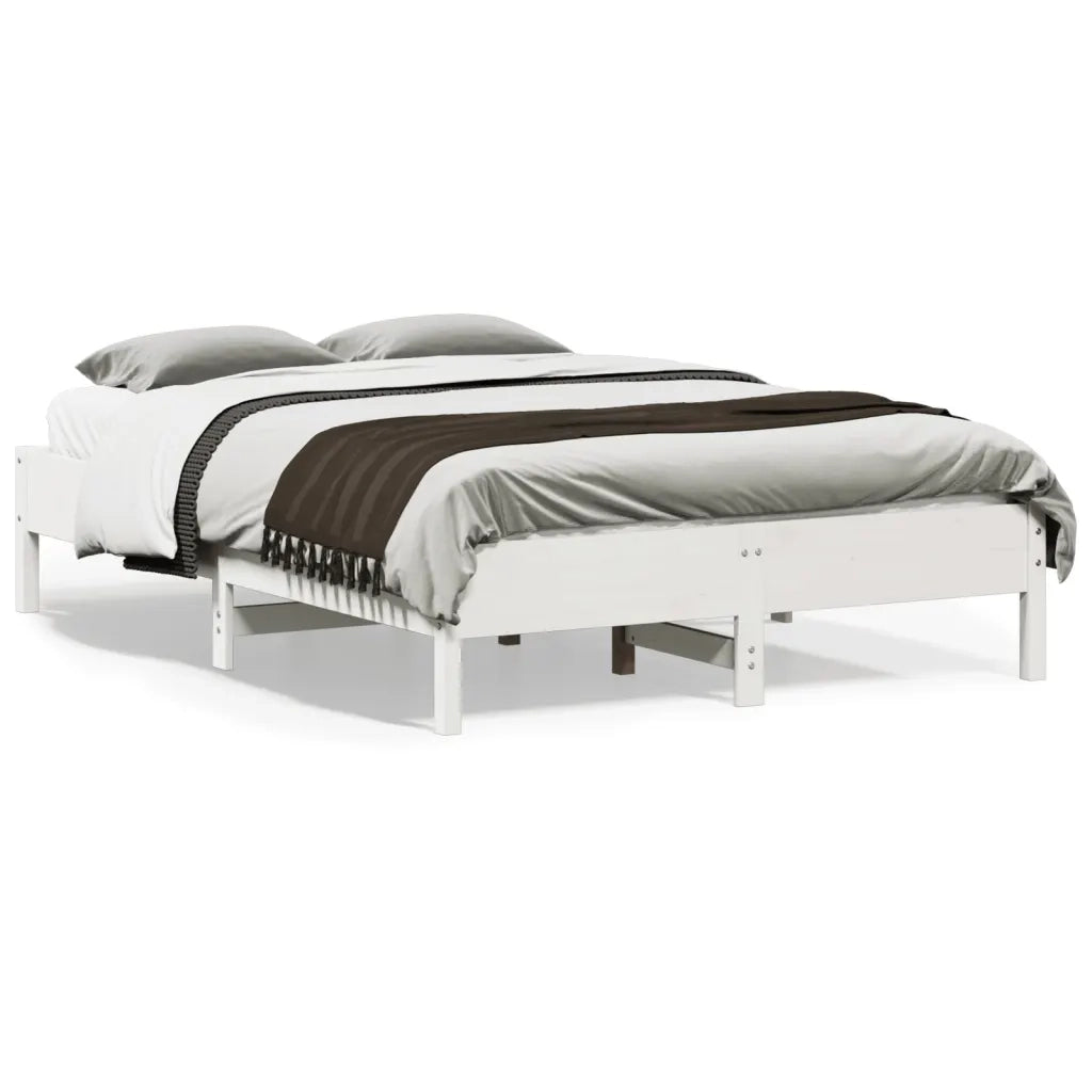 Letto senza Materasso-Struttura Letto Bianco 140x190 cm Legno Massello di Pino 438849
