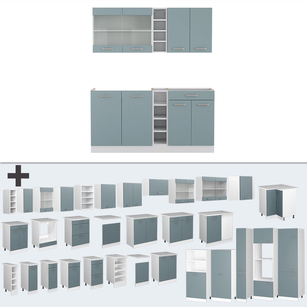 Vicco Cucina completa Blu-grigio/bianco 160 cm , PL Antracite