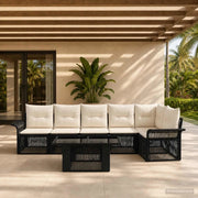 Set Divano da Giardino 7 pz Nero e Bianco Crema polyrattan 3436639