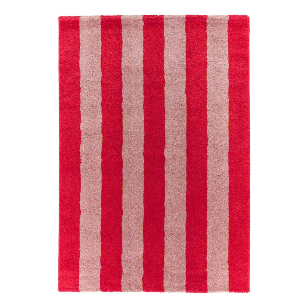 Tappeto da interno a righe rosse e rosa