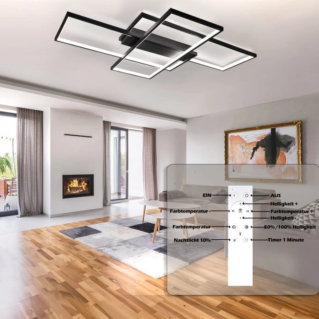 ZMH Lampada da soffitto LED moderna geometrica rettangolare 100cm per soggiorno camera