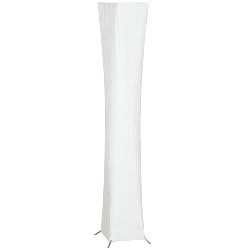 LAMPADA DA TERRA MODERNA CON INTERRUTTORE A PEDALE, IN ACCIAIO E TESSUTO, 25X25X129 CM, BIANCO E ARGENTO